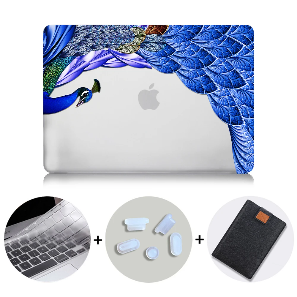 MB07 MTT Хрустальный чехол с перьями для Macbook Air Pro retina 11 12 13 15 дюймов с сенсорной панелью с принтом павлина Твердый Чехол 13,3 ''чехол для ноутбука - Цвет: MB07