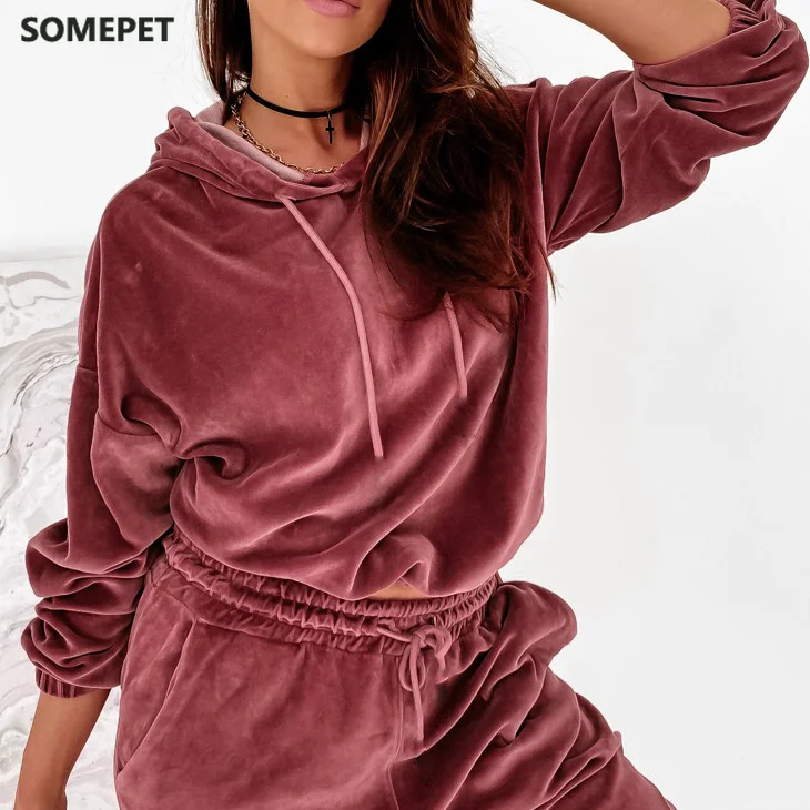 Велюровые комплекты из двух предметов женский спортивный костюм бархатные брюки