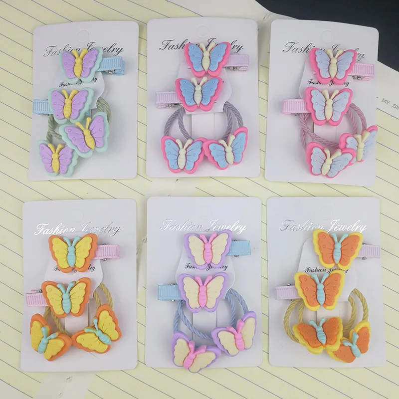 

Fashion Butterfly Hair Ties Hair Clips for Girls Kids Baby Children Hair Accessories Elastic Hair Band Ponytail Holder Hairgrip