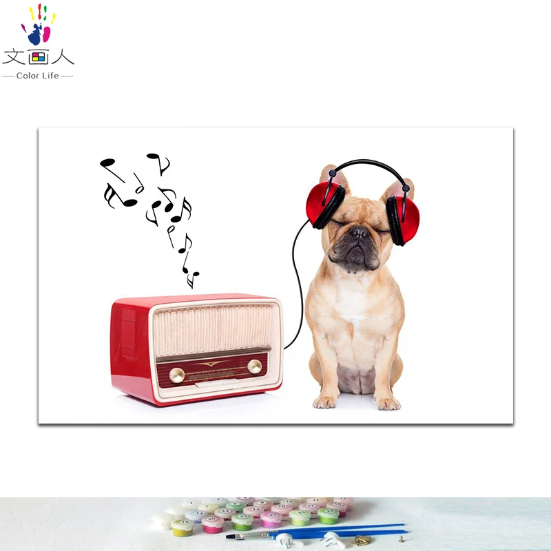 DIY картинки для раскраски по номерам с изображением собаки рисования рельеф