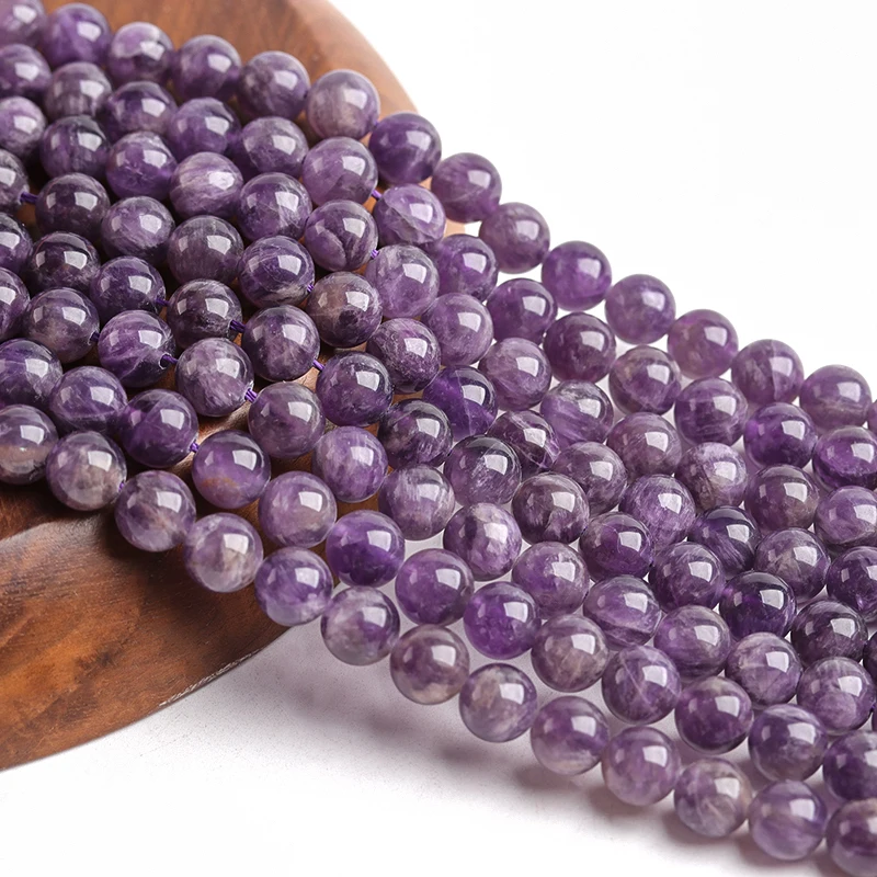 

AAAA Quality Natural Stone Purple Amethysts Crystals Round Loose Beads 15" Strand 3 4 6 8 10 12MM Pick Size