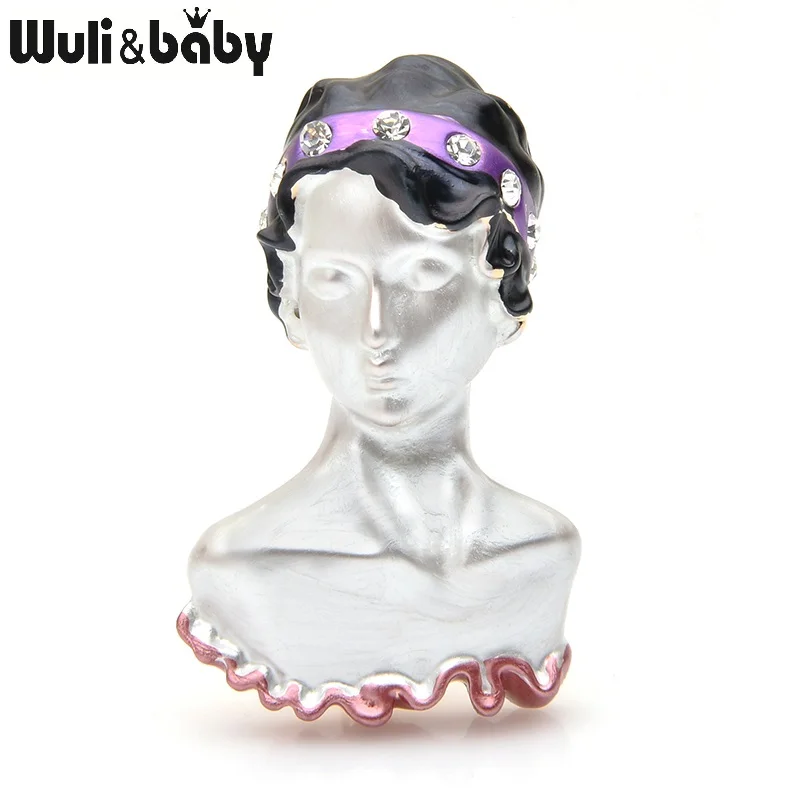 black Wuli&baby, коричневый, черный, для женщин, скульптура, броши, для женщин, сплав, голова, фигура, специальная, Повседневная брошь для вечеринки, булавки, подарки на год - Окраска металла: black