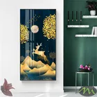 Золотой скандинавский абстрактный плакат с животными, скандинавский принт на холсте, настенное искусство картина современного искусства для гостиной, декор для входа 6-5