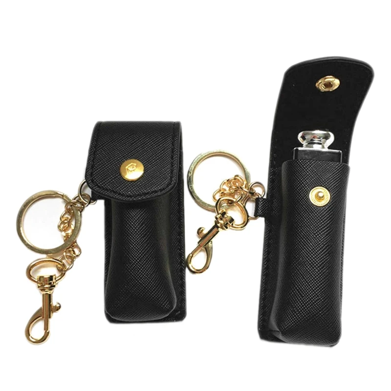 

2 Pack Chapstick Keychain Holders Leather Mini Lipstick Tubes Storage Organizers