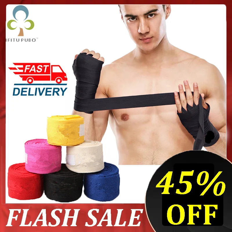 

2pcs/pack 2.5m Cotton Bandage Boxing Wrist Bandage Hand Wrap Combat Kickboxing Muay Thai Handwraps Training Protect Gloves ZXH
