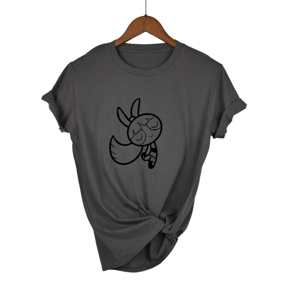 Новинка 2020 Kawaii топы Powerpuff футболка для девочек полиция Харадзюку уличная одежда