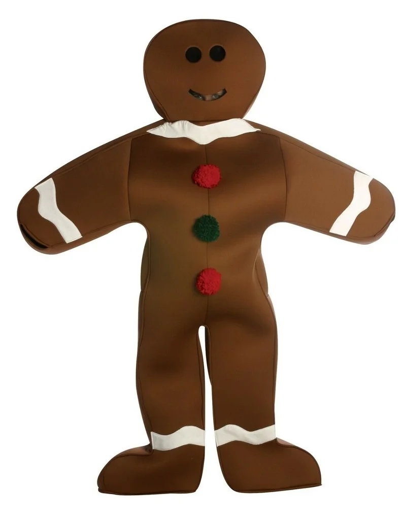 

Gingerbread Man Costume One Piece Unisex Brown Foam Holiday Mascot Costume NEW