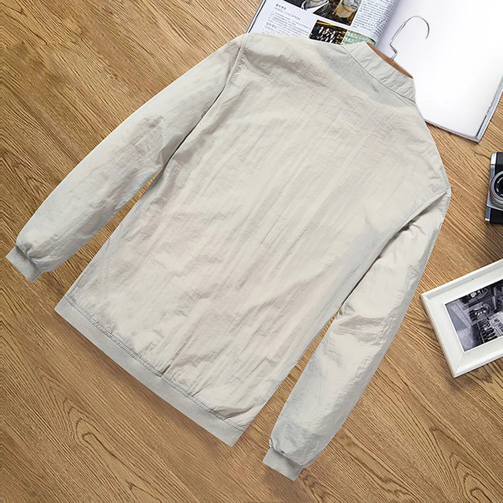 Куртка мужская с широкой талией модная повседневная однотонная длинным рукавом