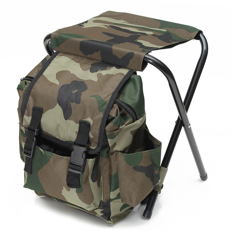 

2 In 1 Folding Fishing Chair Bag Fishing Backpack Chair Stool Convenient Wear-Resistantv For Outdoor Hunting Climbing Equipment