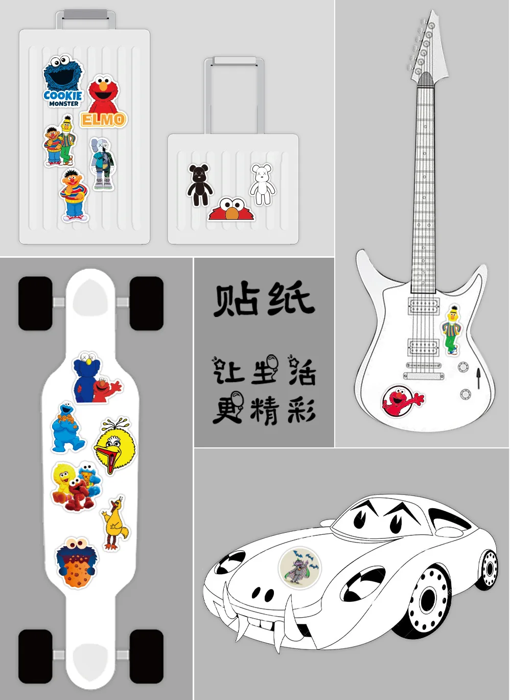 

50pcs American Animation Sesame Street Cartoon Sticker For Bike Motorcycle Phone Laptop Luggage Sticker Bomb Decals