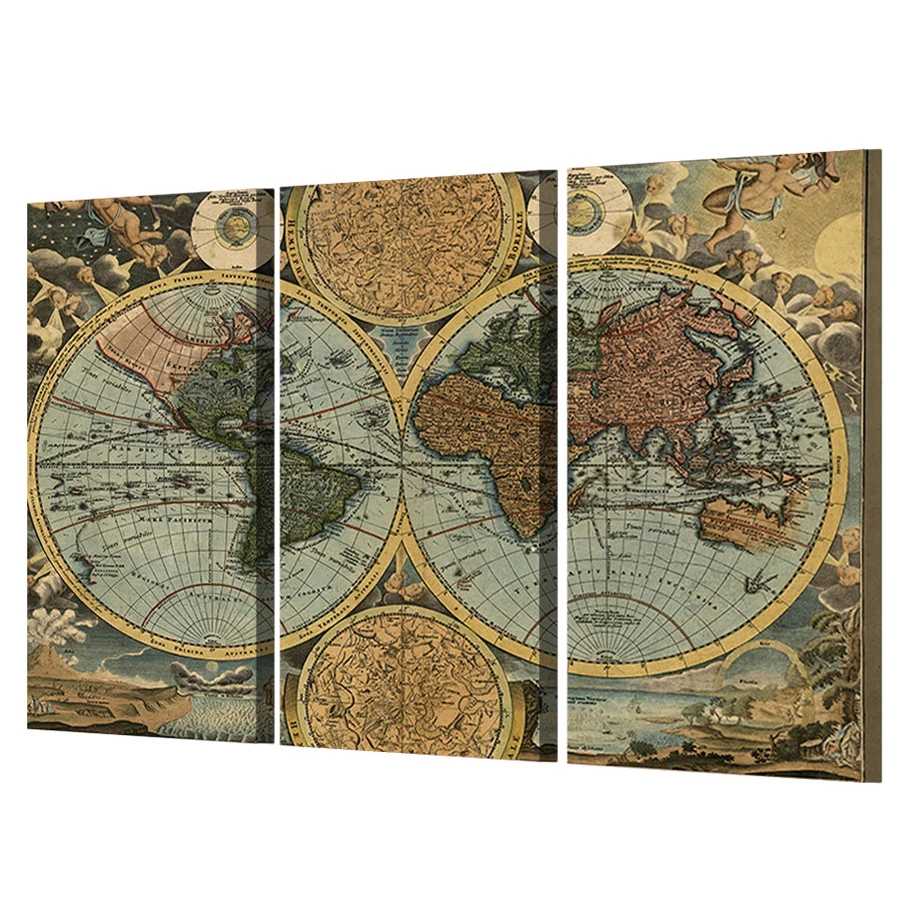 

Printed Vintage World Map Painting Canvas Print room decor print poster picture canvas Free shipping
