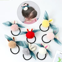 cute plush rabbit ears hair ring female rubber band elastic hair bands korean headwear children hair accessories ornaments