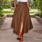 Юбка ZANZEA Женская Асимметричная, повседневная однотонная юбки с поясом Юбка для отпуска, в стиле оверсайз, лето 2021