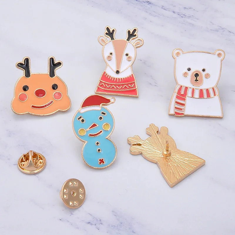 Милый снеговик полярный медведь Капельное масло Брошь Рождественский значок
