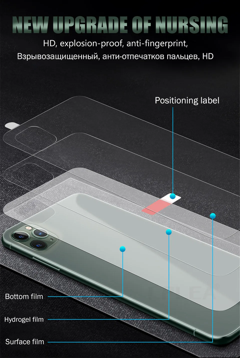 10D задняя защитная Гидрогелевая пленка для iPhone 11 Pro 7 8 Plus XS Max XR Защитная пленка для iPhone X 6s 6 Plus мягкая пленка
