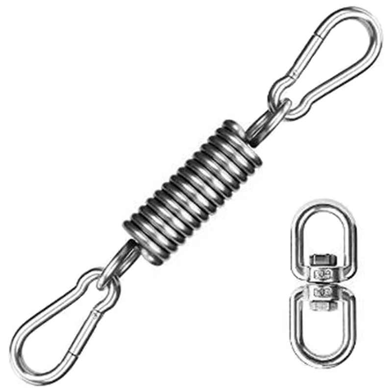 

Stainless Steel Swivel Mount Chain With Carabiners And Spring, 1000Lbs Capacity For Heavy Bag, Gym Swing, Hammock