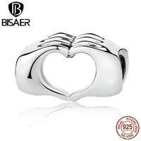 new arrival authentic 925 sterling silver closed love hand heart beads fit bisaer bracelets diy jewelry aking ecc125