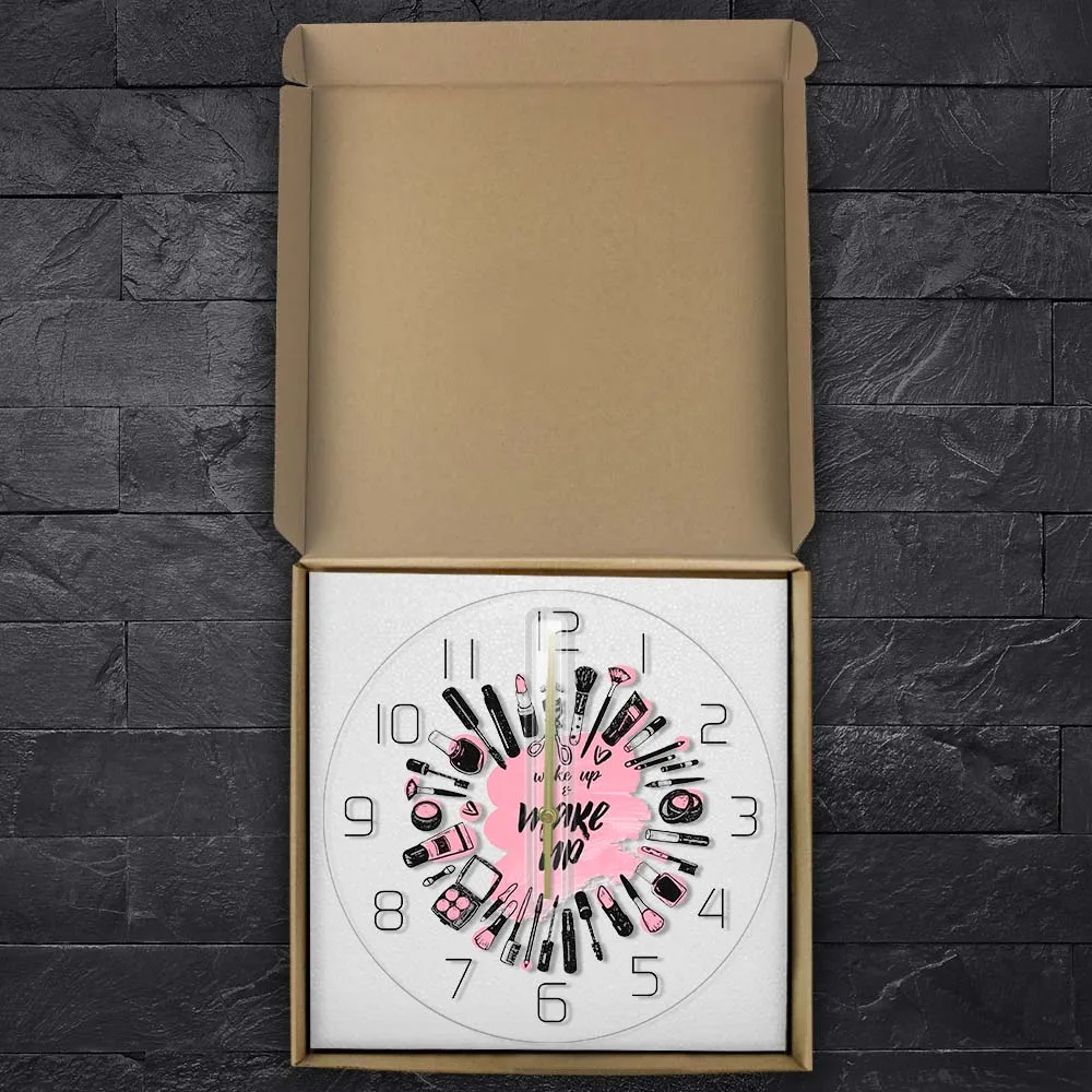 Будильник и макияж коллекция косметики современные настенные часы для салона