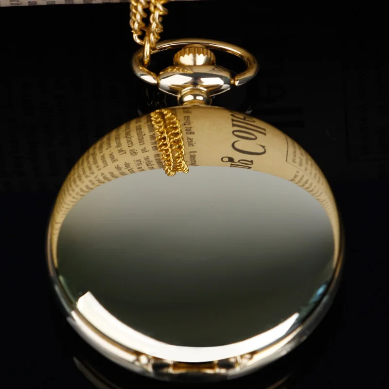 Luxury Gold Quartz Pocket Watch Necklace Classic Style Mirror Pendant Men Women Business High Quality Watch Fob Exquisite Gift