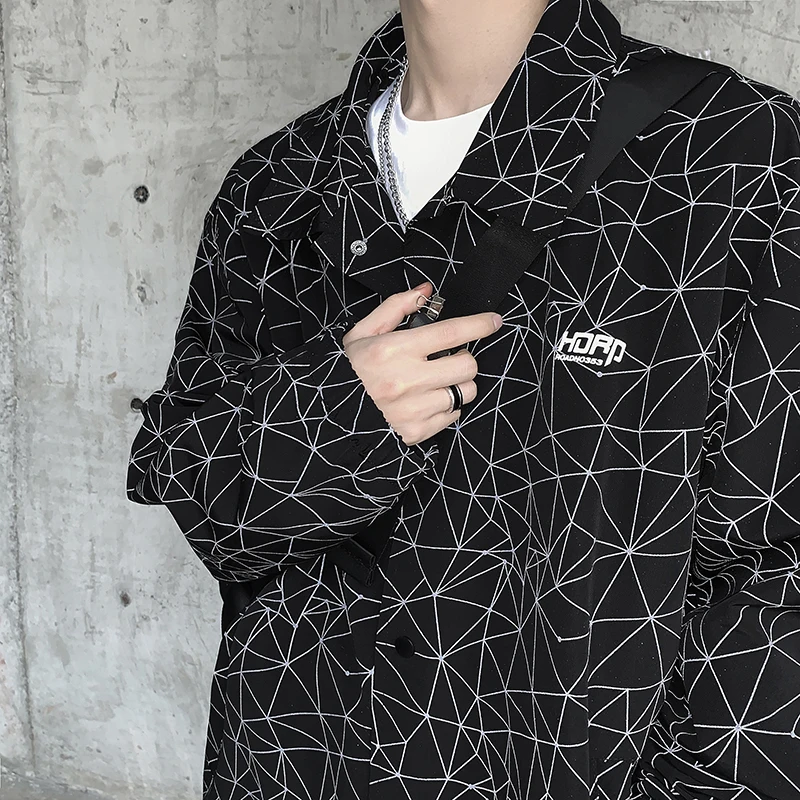 

European And American High Street Shirt Coat Men's Spring And Autumn Fashion Harajuku Style Reflective American Street