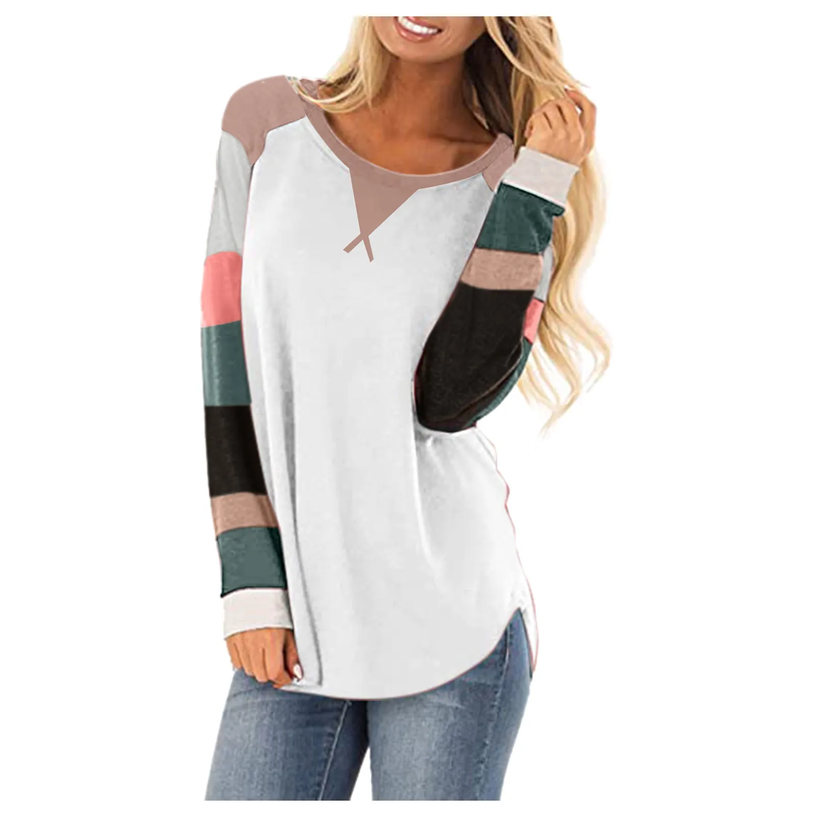 Женская одежда новинка весны модная женская Свободная полосатая футболка в