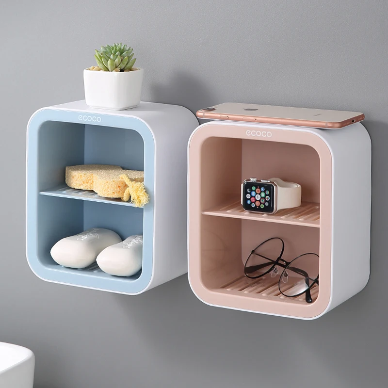 Двухслойная полка для слива мыла настенная стойка на присоске хранения в ванной