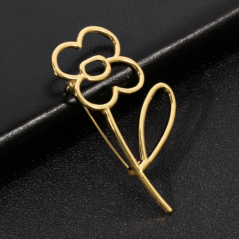 Золотистая брошь из сплава с полыми цветами ювелирные изделия корейский