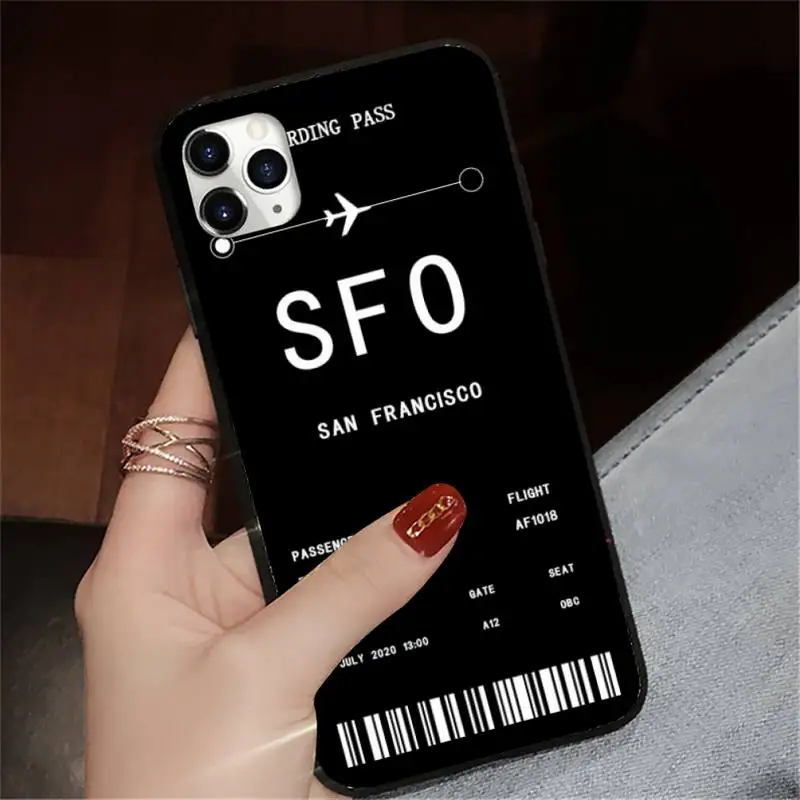 

Personalised Plane Ticket Phone Case for iPhone 11 12 pro XS MAX 8 7 6 6S Plus X 5S SE 2020 XR