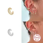 Aide 925 Стерлинговое Серебро Циркон не пирсинг серьги-клипсы с манжетами на эластичной резинке Женские широкая серьга вечерние в стиле панк-рок, ювелирное изделие, подарок