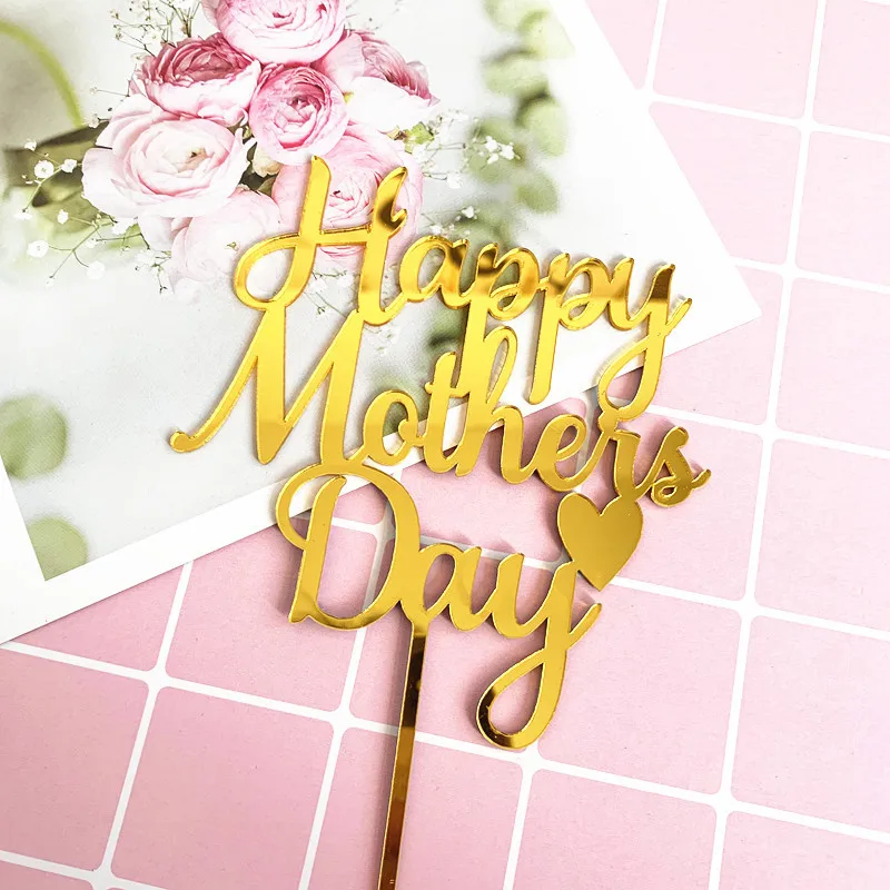 Новый акриловый Топпер для торта на день матери золотой зеркальный товары