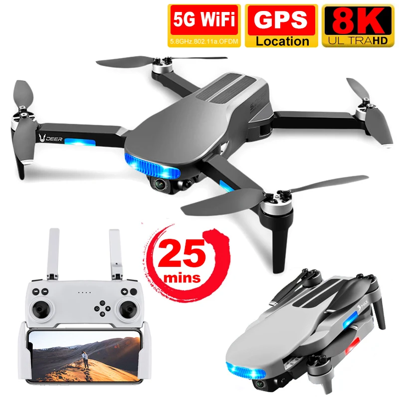 

LU3MAX Drone Hd 8K Camera GPS FPV Professional Aerial Photography Brushless Altitude Long Distance 25min Foldable RC Quadcopter