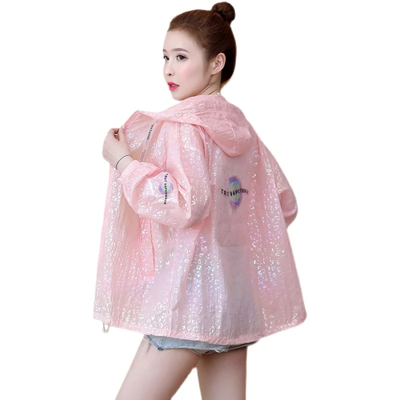 

Summer Casual Baseball Hooded Short Jacket 2021 Fashion New Women Pink Thin Loose Bomber Jacket Sunscreen Cardigan Jacket Tops