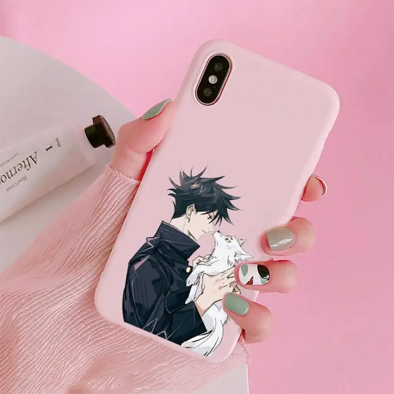 

Jujutsu Kaisen Satoru Gojo anime Phone Case Candy Color for iPhone 6 7 8 11 12 s mini pro X XS XR MAX Plus