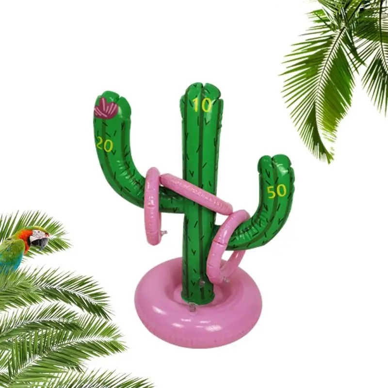 

Inflatable Cactus and Three Throwing Rings Set Outdoor Interactive Game Children Toy Kids Toss Throwing Training Props