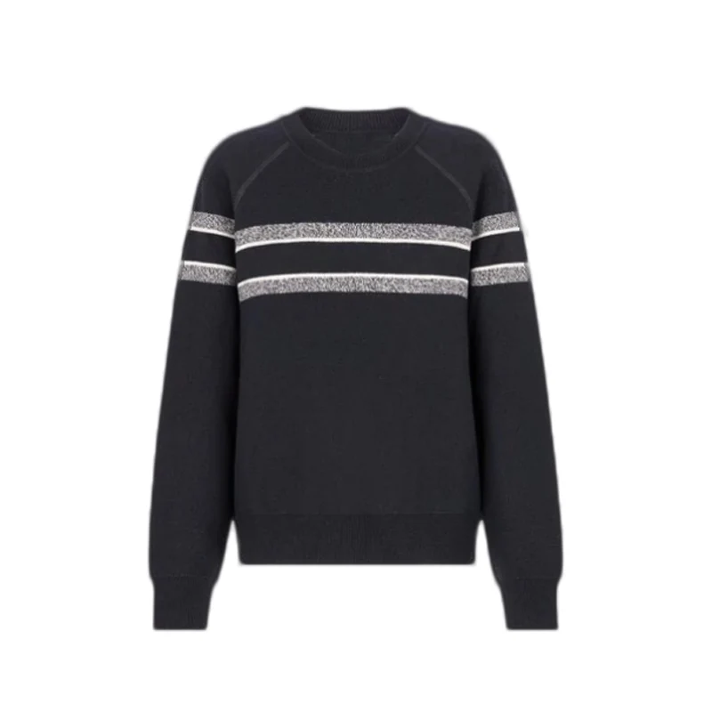 

Plumn Women's Sweater Blue Cashmere Blend Oblique Print Sweaters Women's Ladies Sweater Cashmere Fabric Jumpers