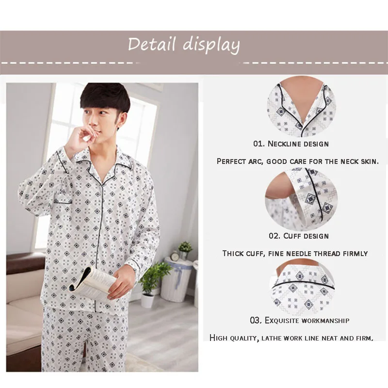 Пижама мужская зимняя хлопковые мужские пижамы пижама для мужчин с длиными