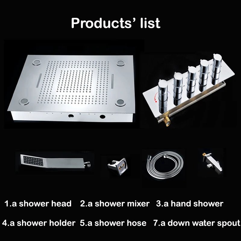 Роскошный светодиодный комплект для душа потолочный дождевой Душ Водопад 600*800 мм