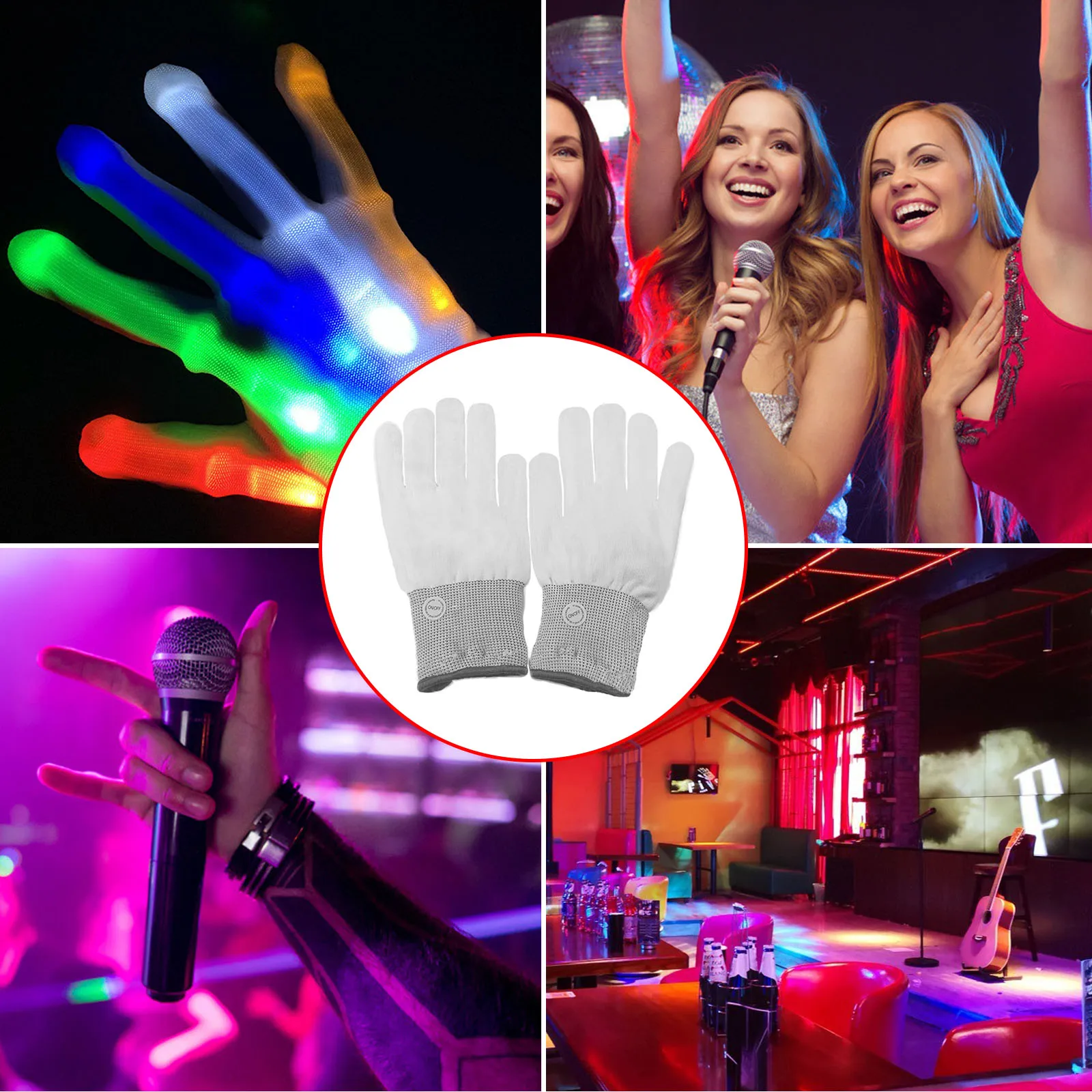 

LED Luminous Hand Finger Gloves Halloween Christmas Costume Dance Decor Hand Bone Gloves Festival Accessory d88