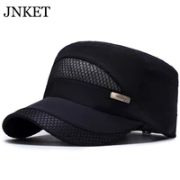 jnket summer men quick drying flat cap mesh hat army cap casual sunhat outdoor sports cap adjustable hat casquette