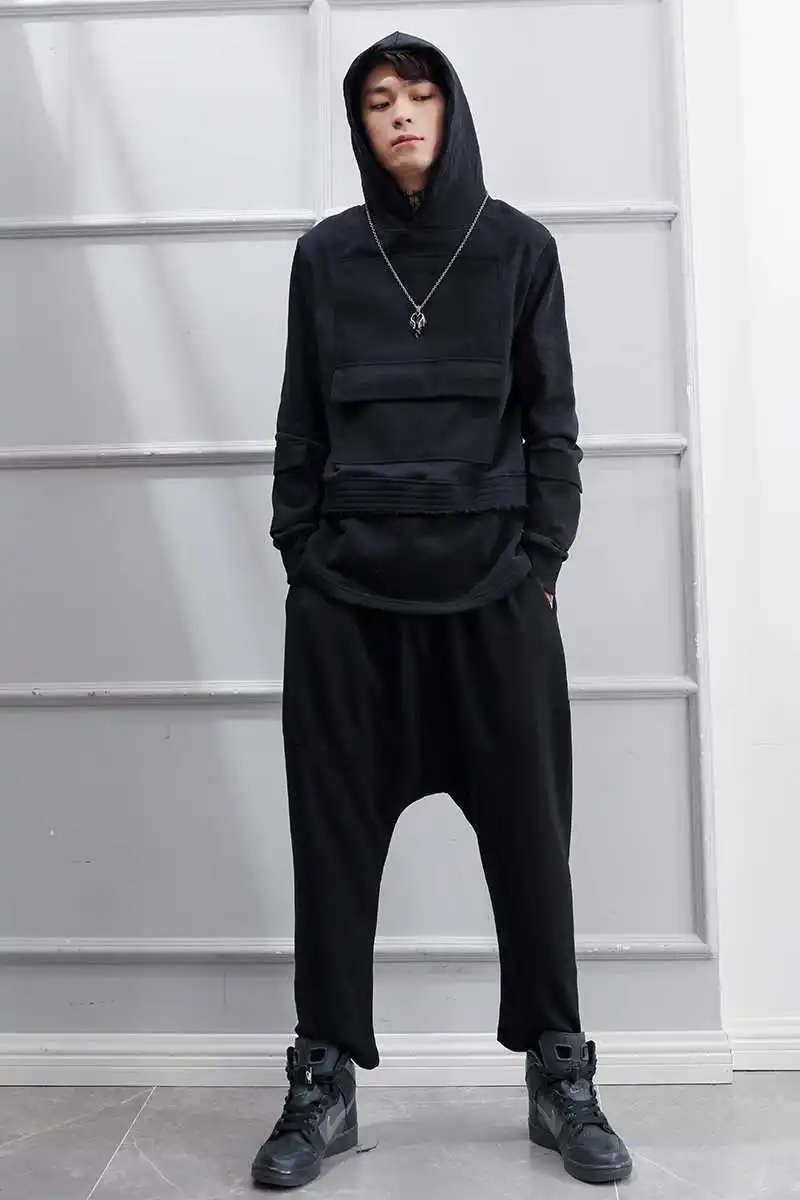 

Sweatpants Men Japanese Loose Feet Big Crotch Pants Harem Spring And Summer Trendy Men's Stretch Sports Black Casual Trousers