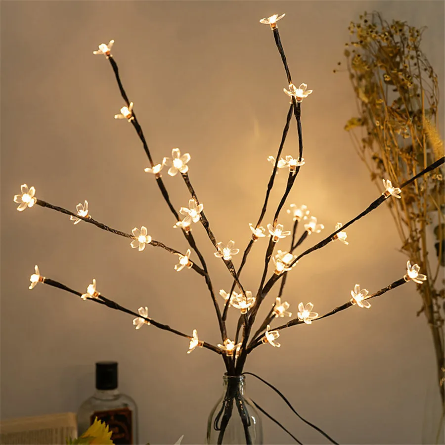 

Светодиодные лампы в виде ветвей для украшения дома, 20 лампочек на батарейках, наполнитель для ваз «сделай сам», светящиеся ветви из ивы, укр...
