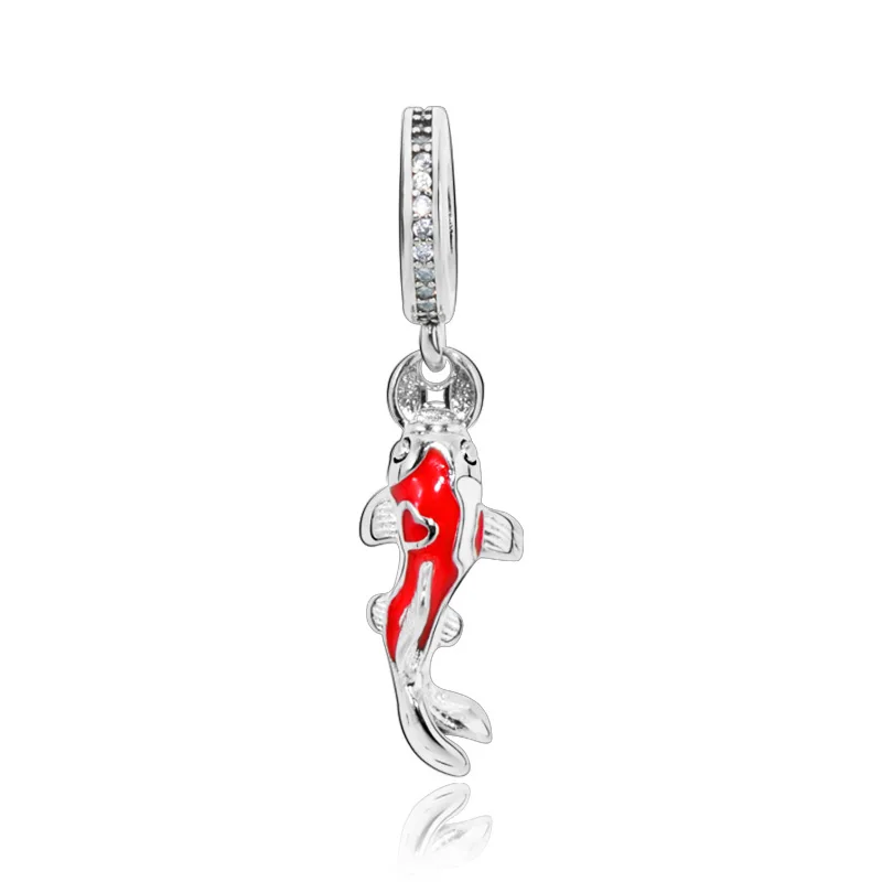 

Classic 925 Sterling Silver Carp Dangle Charm Beads fit Original pandora Bracelets Women DIY Jewelry