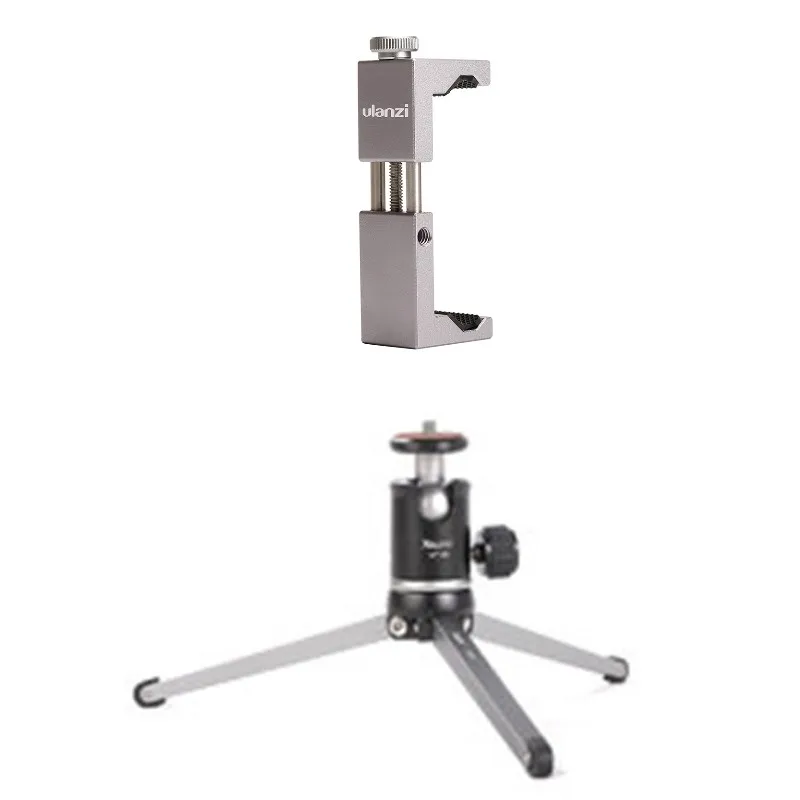 Silver with tripod Адаптер для крепления штатива Ulanzi с холодным башмаком для iPhone Android, держатель для телефона 1/4, штатив, монопод, селфи-Палка для микрофона, светильник, подставка - Цвет: Silver with tripod