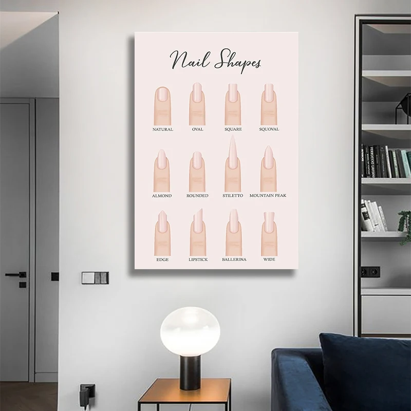 

Nail Type Guide Canvas Painting Fashion Makeup Nail Shapes Posters and Prints Wall Art Pictur for Living Room Decoration Cuadros