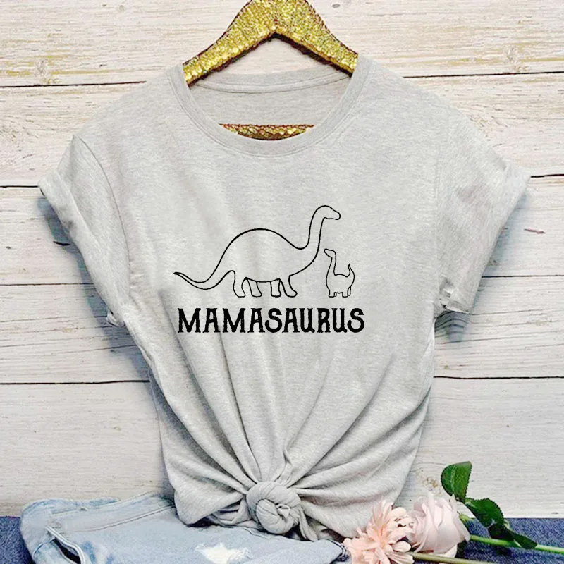 Mamasaurus/Женская забавная футболка с буквенным принтом футболки рисунком динозавра