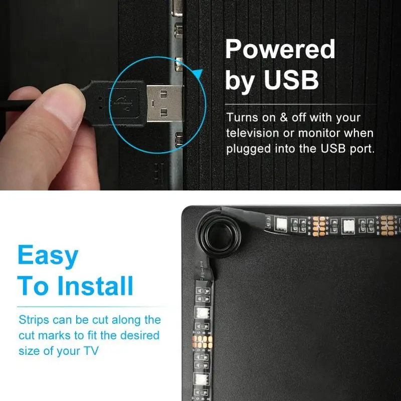 

ColorRGB TV Backlight USB Powered LED Strip Light RGB5050 For 45 Inch-70 Inch TV Mirror PC APP Control Bias Home Supplies Tool