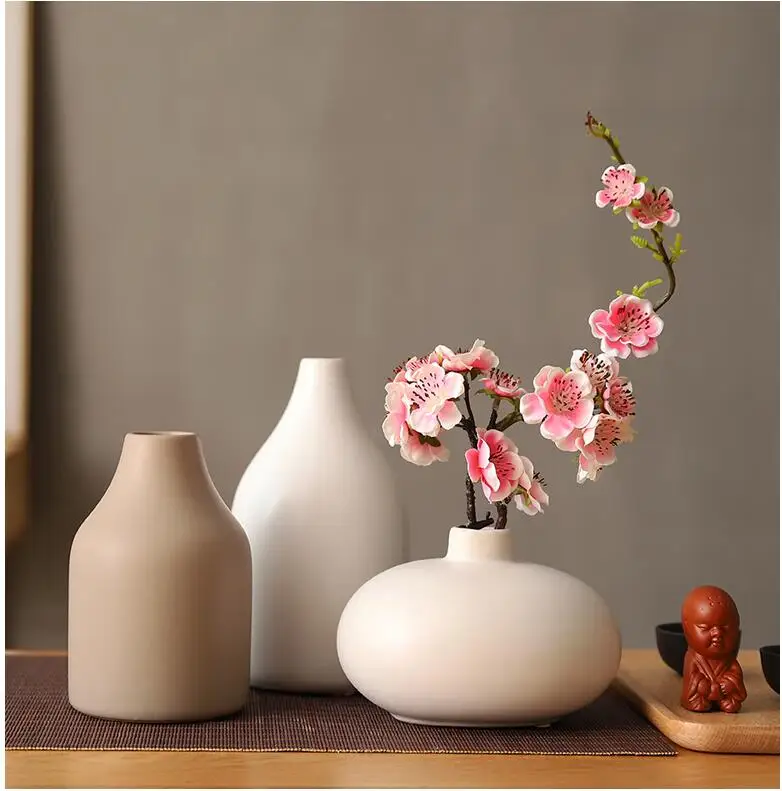 

Chinese Ceramic Dried Flower Vase Ornaments Livingroom Home Flower Arrangement Set Figurines Crafts Hotel Furnishing Decoration