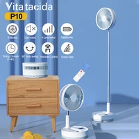 p10 10800mah 9 inch folding fan remote control type c night light table floor air cooler rechargeable wireless for camping home
