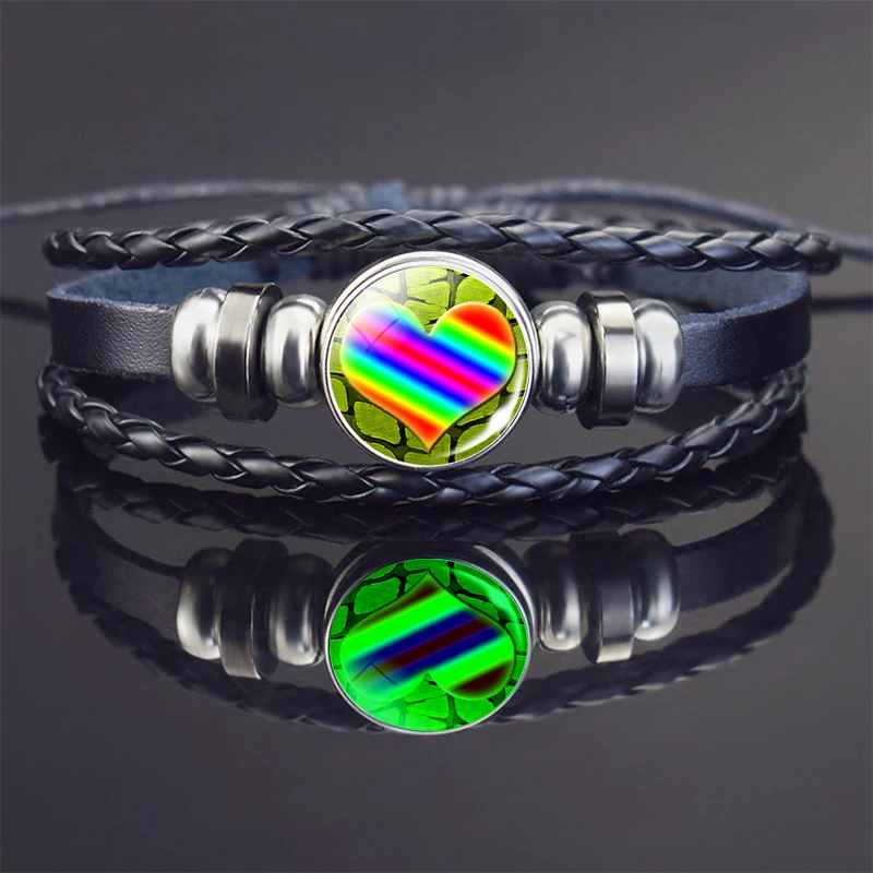 Светящиеся разноцветные браслеты с изображением сердца для женщин черные