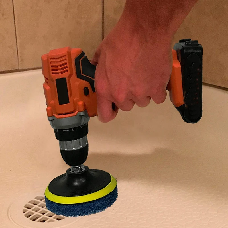 Drill Brush Set Extend Long Attachment Scrub Pads Sponge Power Scrubber Cleaning Kit for Grout Tile Carpet Sink Bathtub | Инструменты